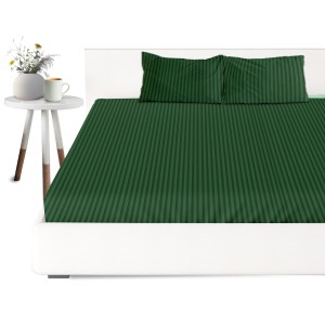 RainV® Green Color Stripe Design Microfiber King Size Bedsheet (108"x108")