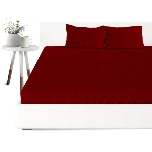 RainV® Red Color Stripe Design Microfiber King Size Bedsheet (108"x108")