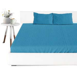 RainV® Blue Color Stripe Design Microfiber King Size Bedsheet (108"x108")